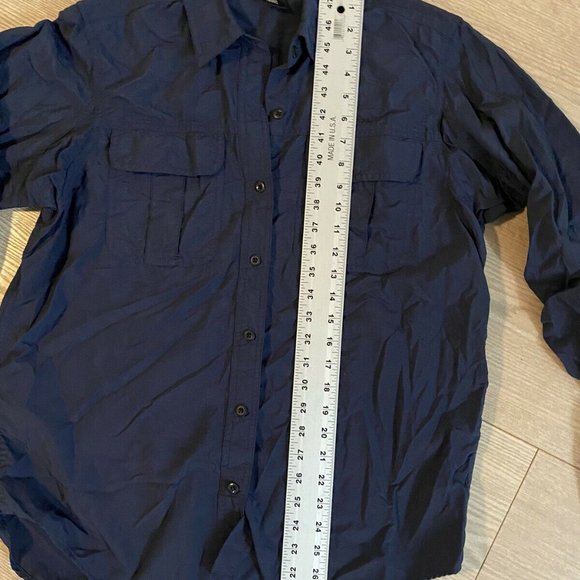 MONTBELL for Lands End M Button Front Fishing Shirt Deep Navy Blue - Picture 4 of 5